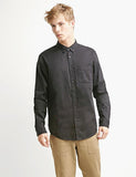 Black Denim Shirt Men Casual Fit Slim Long Sleeve Shirts 2018