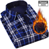 Y New Men's Long Sleeve Plaid Warm Thick Fleece Lining Shirt Fashion Soft Casual Flannel Shirt