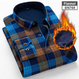 Y New Men's Long Sleeve Plaid Warm Thick Fleece Lining Shirt Fashion Soft Casual Flannel Shirt