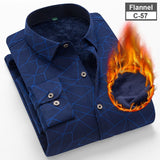 Y New Men's Long Sleeve Plaid Warm Thick Fleece Lining Shirt Fashion Soft Casual Flannel Shirt