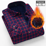 Y New Men's Long Sleeve Plaid Warm Thick Fleece Lining Shirt Fashion Soft Casual Flannel Shirt