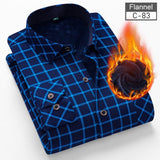 Y New Men's Long Sleeve Plaid Warm Thick Fleece Lining Shirt Fashion Soft Casual Flannel Shirt