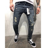 2019 Men Stylish Ripped Jeans Pants Biker Slim Straight Hip Hop