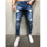 2019 Men Stylish Ripped Jeans Pants Biker Slim Straight Hip Hop