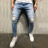 2019 Men Stylish Ripped Jeans Pants Biker Slim Straight Hip Hop