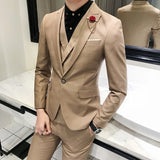 (Jackets+Vest+pants)2019 High quality pure cotton groom dress/Male slim fit Leisure suits/Men's business suit 3 Pieces