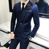 (Jackets+Vest+pants)2019 High quality pure cotton groom dress/Male slim fit Leisure suits/Men's business suit 3 Pieces