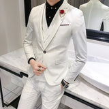 (Jackets+Vest+pants)2019 High quality pure cotton groom dress/Male slim fit Leisure suits/Men's business suit 3 Pieces