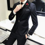 (Jackets+Vest+pants)2019 High quality pure cotton groom dress/Male slim fit Leisure suits/Men's business suit 3 Pieces