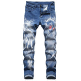 QUANBO New Spring and Autumn Quality Men's Jeans 3D Pattern Streetwear Fashion Stretch Men Jeans