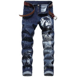 QUANBO New Spring and Autumn Quality Men's Jeans 3D Pattern Streetwear Fashion Stretch Men Jeans
