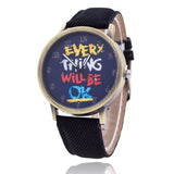 Jeans Watch For Women Leather Everything Will Be OK Watch Fashion Casual Wrist Watch