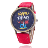 Jeans Watch For Women Leather Everything Will Be OK Watch Fashion Casual Wrist Watch