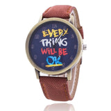Jeans Watch For Women Leather Everything Will Be OK Watch Fashion Casual Wrist Watch