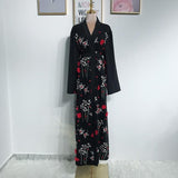 Floral Abaya Turkish Kimono Dubai Muslim Hijab Dress Abayas For Women Kaftan Caftan Marocain Prayer Islamic Clothing Robe Femme