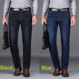 NIGRITY 2019 Winter Men's Warm Fleece Jeans Stretch Casual Straight Thick Denim Flannel Jeans Soft Pant Trousers Plus Size 28-44