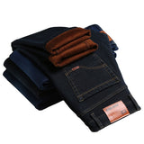 NIGRITY 2019 Winter Men's Warm Fleece Jeans Stretch Casual Straight Thick Denim Flannel Jeans Soft Pant Trousers Plus Size 28-44