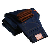 NIGRITY 2019 Winter Men's Warm Fleece Jeans Stretch Casual Straight Thick Denim Flannel Jeans Soft Pant Trousers Plus Size 28-44