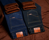 NIGRITY 2019 Winter Men's Warm Fleece Jeans Stretch Casual Straight Thick Denim Flannel Jeans Soft Pant Trousers Plus Size 28-44