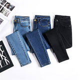 JUJULAND  Jeans Female Denim Pants Black Color Womens Jeans Donna Stretch Bottoms Skinny Pants For Women Trousers 8175
