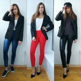 Work Pant Suits OL 2 Piece Sets Double Breasted Striped Blazer Jacket & Zipper Trousers Suit For Women Set Feminino Spring