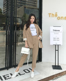BGTEEVER  Casual Solid Women Pant Suits Notched Collar Blazer Jacket & Pencil Pant Khaki Female Suit Autumn 2019 high quality