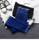2019 Spring Skinny Pencil Jeans For Women Summer New High Waist Pencil Strech Denim Ankle Length Pants Tassel Jeans
