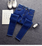 2019 Spring Skinny Pencil Jeans For Women Summer New High Waist Pencil Strech Denim Ankle Length Pants Tassel Jeans