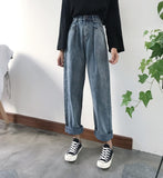 GUUZYUVIZ Loose Vintage Woman Jeans 2017 Autumn Bleached Casual Boyfriend Curl Denim Wide Leg Pants Oversize High Waist Jean