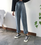 GUUZYUVIZ Loose Vintage Woman Jeans 2017 Autumn Bleached Casual Boyfriend Curl Denim Wide Leg Pants Oversize High Waist Jean