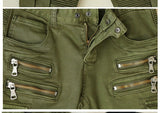 Green Black Denim Biker Jeans Mens Skinny 2019  Slim Elastic Jeans Hip Hop Washed Skateboard Trouers Streetwear
