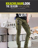 Green Black Denim Biker Jeans Mens Skinny 2019  Slim Elastic Jeans Hip Hop Washed Skateboard Trouers Streetwear