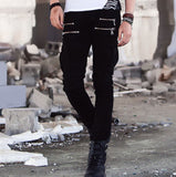 Green Black Denim Biker Jeans Mens Skinny 2019  Slim Elastic Jeans Hip Hop Washed Skateboard Trouers Streetwear