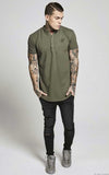 New Men Brand Fashion Summer Kanye West Sik Silk Men Casual Hip Hop Irregular cut Button Short Sleeved T-shirt Black White