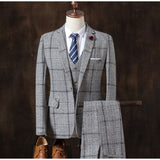 2019  autumn Mens blazer Suit Jacket 3 pieces Set (Coat + vest + pants) Male blazers slim fit fashion Mens coat Wedding dress