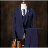 2019  autumn Mens blazer Suit Jacket 3 pieces Set (Coat + vest + pants) Male blazers slim fit fashion Mens coat Wedding dress