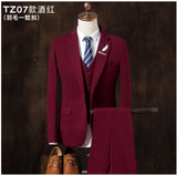 2019  autumn Mens blazer Suit Jacket 3 pieces Set (Coat + vest + pants) Male blazers slim fit fashion Mens coat Wedding dress