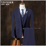 2019  autumn Mens blazer Suit Jacket 3 pieces Set (Coat + vest + pants) Male blazers slim fit fashion Mens coat Wedding dress