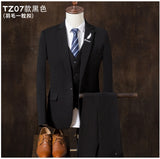 2019  autumn Mens blazer Suit Jacket 3 pieces Set (Coat + vest + pants) Male blazers slim fit fashion Mens coat Wedding dress