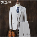 2019  autumn Mens blazer Suit Jacket 3 pieces Set (Coat + vest + pants) Male blazers slim fit fashion Mens coat Wedding dress