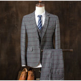 2019  autumn Mens blazer Suit Jacket 3 pieces Set (Coat + vest + pants) Male blazers slim fit fashion Mens coat Wedding dress