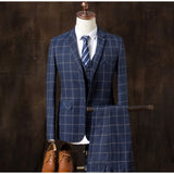 2019  autumn Mens blazer Suit Jacket 3 pieces Set (Coat + vest + pants) Male blazers slim fit fashion Mens coat Wedding dress