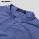 INCERUN Men Shirt Long Sleeve Stand Collar Solid Color 2019 Casual Retro Pullovers Loose Long Shirts Men Indian Kurta Suit S-5XL