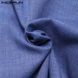 INCERUN Men Shirt Long Sleeve Stand Collar Solid Color 2019 Casual Retro Pullovers Loose Long Shirts Men Indian Kurta Suit S-5XL