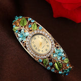 Hot 2019 New Arrival Women Bangle Crystal Flower Bracelet Quartz