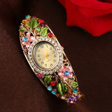 Hot 2019 New Arrival Women Bangle Crystal Flower Bracelet Quartz