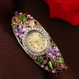 Hot 2019 New Arrival Women Bangle Crystal Flower Bracelet Quartz