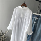 Cotton Casual White Long Blouse Women 2018 Spring Women Long Sleeve White Shirts Blouse High quality loose Blouse Tops