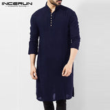 Brand Basic Kurta Mens Shirts Long Sleeve Kurta Dress Islamic Clothing Chemise Elegant Kaftan Robe Pakistani Man Clothes S-5XL