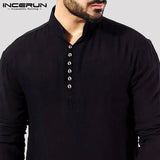 Brand Basic Kurta Mens Shirts Long Sleeve Kurta Dress Islamic Clothing Chemise Elegant Kaftan Robe Pakistani Man Clothes S-5XL